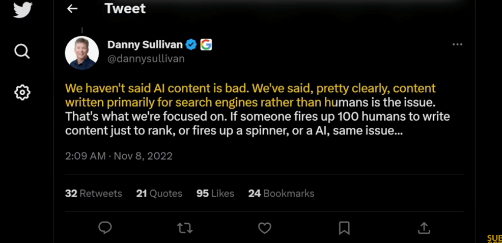 Danny Sullivan Tweet